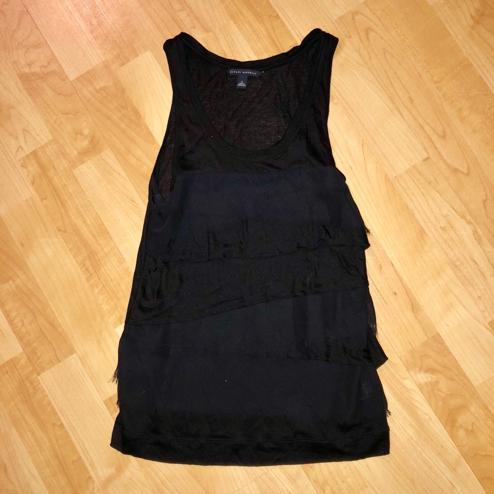 Black paneled fringe Banana Republic top
